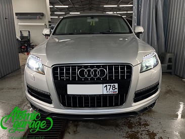 Audi Q7 4L, замена штатных линз на BiLed Aozoom А9 + восстановление стекол фар-3